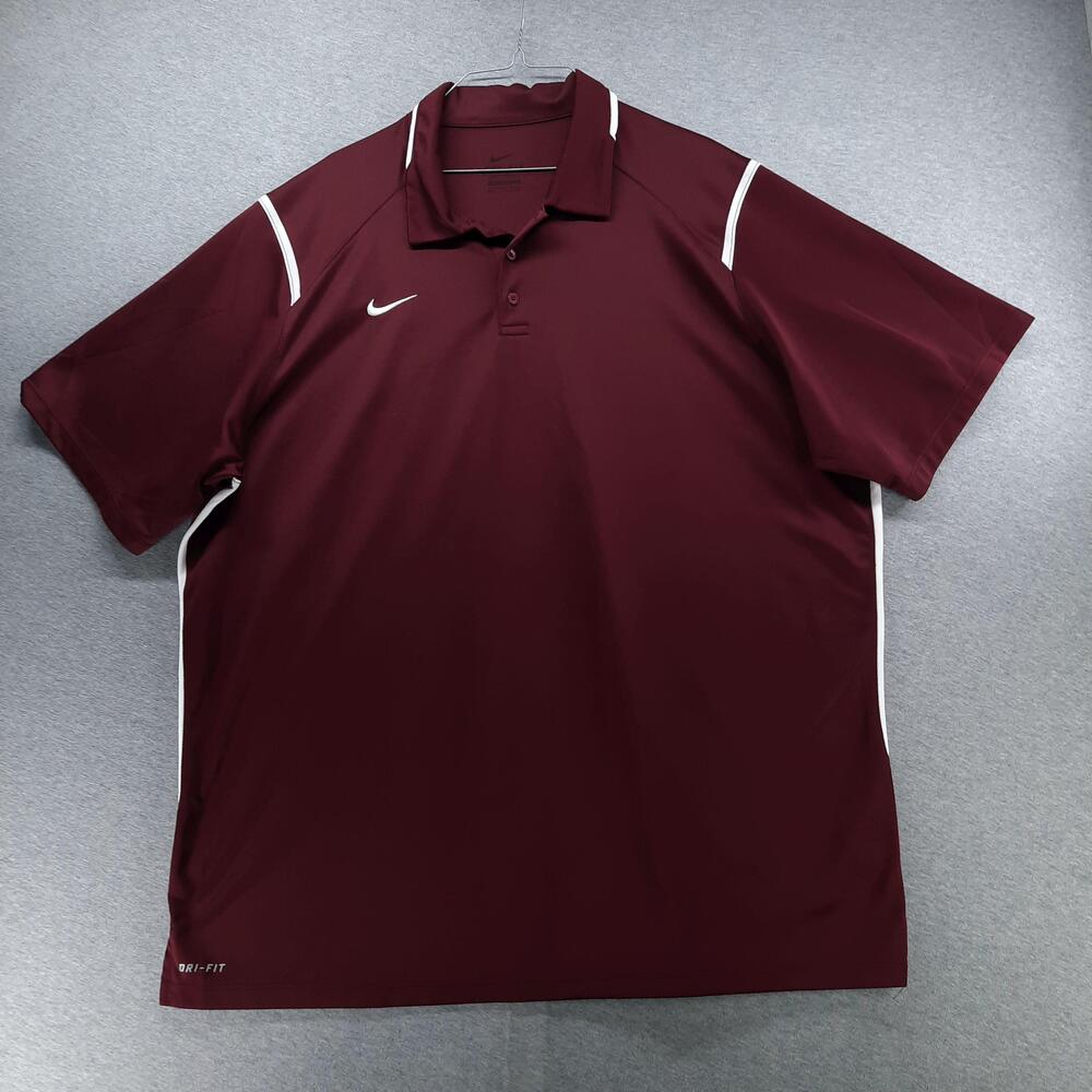 Nike Dri-FIT Polo Shirt Mens 2XL Red Performance Golf Short Sleeve Stretch